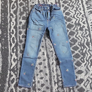 GAP KIDS Stretch High Rise Embroidered Flowers Jeans Size 14